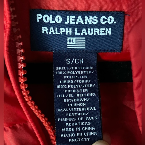 Polo Ralph Lauren Red Puffer Down Jacket ( size S ) - Picture 10 of 11